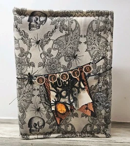 Halloween genähtes Stoff Journal Notizbuch mit 4 elastischen Signatur Halter & Charm - Bild 1 von 11