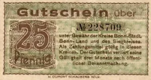 Notgeld Bonn (Alemania) 25 Pfennig GRA B074 - Imagen 1 de 2