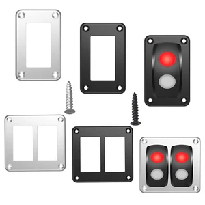 Placa de aleación de zinc de 1/2 vías negro/plateado montaje flash carcasa panel interruptor soporte - Imagen 1 de 10