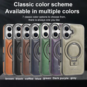 Luxury PU Leather Magnetic Invisible Stand Shock Case For iPhone 16 15 14 13 12 - Picture 1 of 20