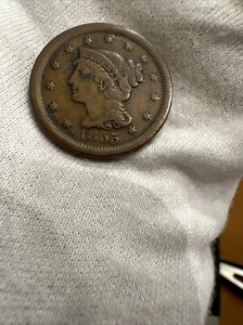 1855-P UPRIGHT 55 Braided Hair Large One Cent Copper - VF #2407A84 - Picture 1 of 2