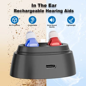 Mini audífono recargable - Amplificador de sonido invisible en el oído - Imagen 1 de 26