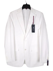 Tommy Hilfiger Men's Modern-Fit Flex Stretch Chambray Suit Jacket White 38L NWT - Picture 1 of 7
