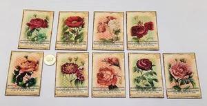 9-Stile Vintage-Fiori-Francese-Rose-Botanico-Cartoncino di Lino-Adesivi - Foto 1 di 1