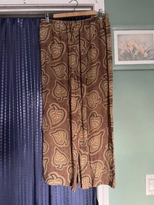 Karen Scott Petite Brown Classic Pull On Pants 100% Silk PL Vintage Lightweight - Picture 1 of 6
