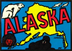 Vintage Alaska Travel Decal Polar Bear Baxter Lane Original Envelope 1960-70s - Picture 1 of 4