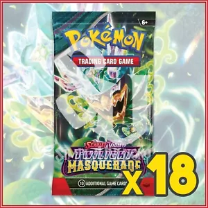 Pokemon TCG: Scarlet & Violet TWILIGHT MASQUERADE 18 buste sigillate SV06 - Foto 1 di 2