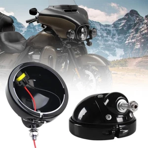 4-1/2" 4.5Inch Black LED Fog Passing Light Housing Bucket Lamp Holder for Harley - Imagen 1 de 12