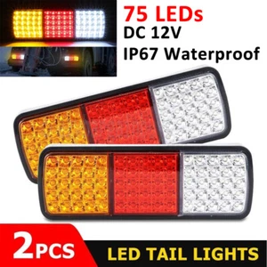 2Pcs 75 LED Tail Lights Stop Indicator Reverse Lamp Trailer Truck Ute Light 12V - Picture 1 of 11