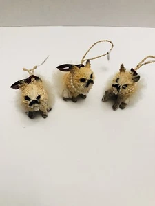 Pottery Barn Set 3 Buri Bottle Brush BULLDOG PUG DOG BALLERINA PEARLS Ornament - Picture 1 of 9