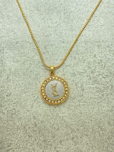 SAINT LAURENT (YSL) Collana YVES SAINT LAURENT vintage YSL placca colore pietra GLD top donna