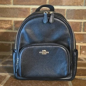 Coach Mini Court Backpack Bag Black Pebbled Leather - Picture 1 of 7