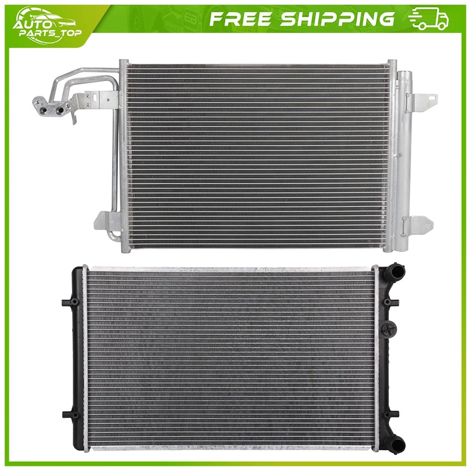 Aluminum Radiator and AC Condenser Cooling Kit For 2009-2010 2011 2012 Audi A3 - Image 1 of 1