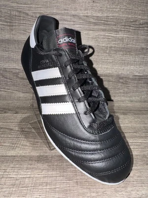 Botines de fútbol Adidas Copa Mundial de cuero negros blancos para hombre talla 12 015110” - Imagen 1 de 4