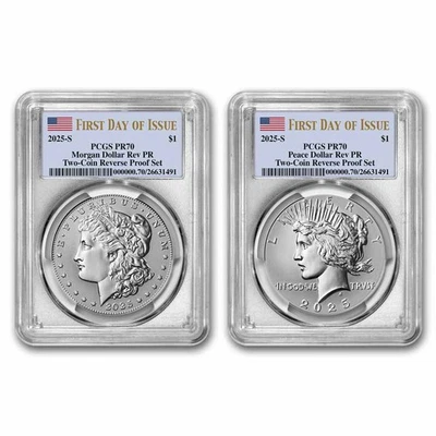 2025-S Morgan & Peace Reverse Proof Set PR-70 PCGS (FDI) - Image 1 of 2