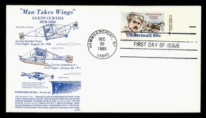 DR WHO 1980 FDC AVIATION PIONEER CURTISS GAMM CACHET AIRMAIL M58563 - Picture 1 of 2