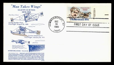 DR WHO 1980 FDC AVIATION PIONEER CURTISS GAMM CACHET AIRMAIL M58563 - Image 1 of 2