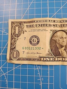 STAR NOTE / 2021 $1 ONE DOLLAR / FANCY SERIAL NUMBER - NICE NOTE G03121332☆  O21 - Picture 1 of 6