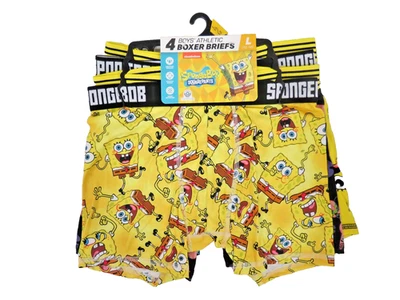 SpongeBob SquarePants Boxer Briefs Boys Large L 10-12 4 Pack Athletic New - Image 1 of 4