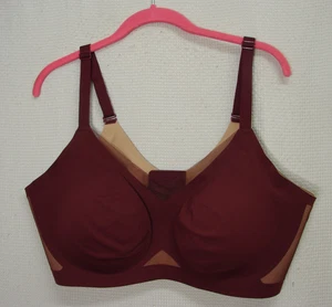 Honey Love Crossover Bra 3X Burgandy Beige Wireless Removable Pads Full Coverage - Picture 1 of 6