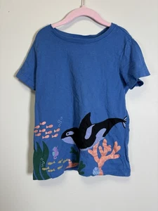 Hanna Andersson Girls Whale Marine Life Blue Tee Shirt Size 8 Girls - Picture 1 of 4