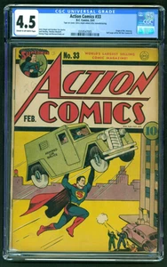 1941 D.C. Comics Action Comics 33 CGC 4.5 VG+ Superman Cover Burnley Moldoff - Picture 1 of 2
