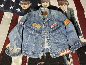 Vintage Code Bleu Jacket Mens S/M Blue Denim Jean Patchwork Bomber Trucker - Picture 1 of 8