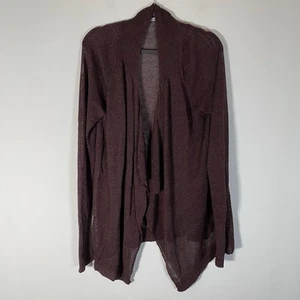 Definite View Open Front Cardigan Duster Linen Blend L/S XL Plum Open Fine Knit - Picture 1 of 9