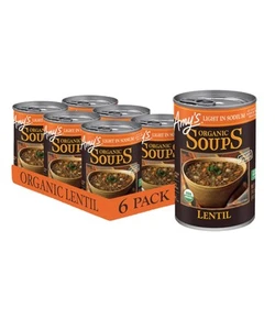 Amy's Soup Vegan Gluten Free Organic Lentil Light in Sodium 14.5 Ounce Pack of 6 - Picture 1 of 7