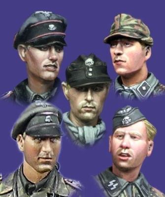 Alpine Miniatures H005, WSS Panzer Crew Heads Set (Set inkl. 5 Köpfe, Maßstab 1:35 - Bild 1 von 2