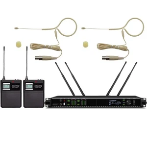 Beige 2 Headset Digital Wireless Microphone System 200 Channel MiCWL AD4D-II - Picture 1 of 6