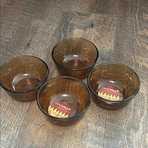 4 tazas/ramekins de natillas Anchor Hocking Fire King ámbar humo - Hecho en EE. UU. NUEVO - Imagen 1 de 7