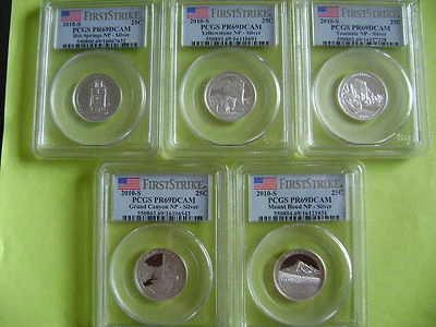 2010-S SILVER NATIONAL PARKS PCGS FIRST STRIKE PR69DCAM 5-COIN QUARTER PROOF SET - Image 1 of 4