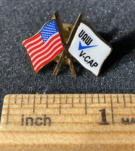 UAW V-CAP Union American Flag Lapel or Hat Pin - Picture 1 of 2