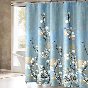 Blue Waterproof Shower Curtains Magnolia 72" x 72" - Picture 1 of 5