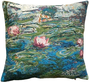 MONET "NYMPHEN" SEEROSEN BELGISCHER GOBELIN KISSENBEZUG, 17" X 17", 01810 - Bild 1 von 8
