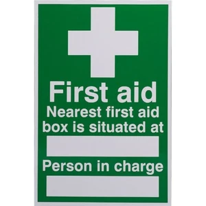 NÄCHSTE ERSTE HILFE BOX GELEGENES SCHILD UND VERANTWORTLICHE PERSON - STARR - 20 cm x 30 cm - Bild 1 von 1