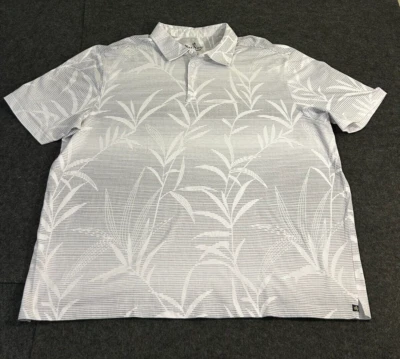 Nat Nast Luxury Originals White Polo Shirt Gray Striped Leaves Men's Size 2XL - Image 1 of 4