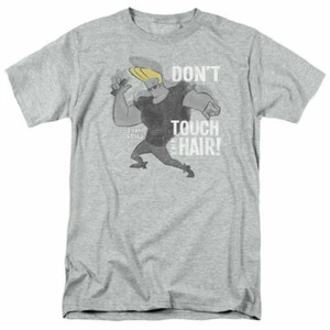 Johnny Bravo Hair T Shirt Mens Licensed Cartoon Merch Don't Touch The Hair Gray - Picture 1 of 2