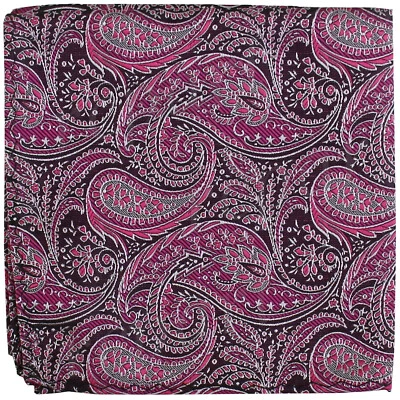 Nuevo Pañuelo Milani Para Hombre Poli Tejido Bolsillo Cuadrado Paisley Negro Fushsia Formal Foto 1 de 2