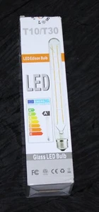 Four 8" T10/T30 LED Clear Bulbs 8W, clear 4000K, Edison Style - Picture 1 of 3