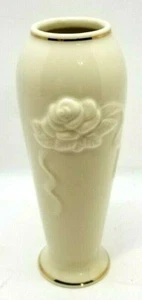 Lenox Rosenblüte 5 3/4" Knospenvase elfenbeinfarben Porzellan 24k Goldrand (G19) - Bild 1 von 6
