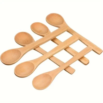 6 Pcs Small Wooden Spoon Kitchen Cooking Condiment Utensil Spoon Coffee Teaspoon