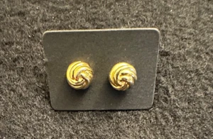 Used Round 8MM Interwoven Gold Stud Earrings - Picture 1 of 3