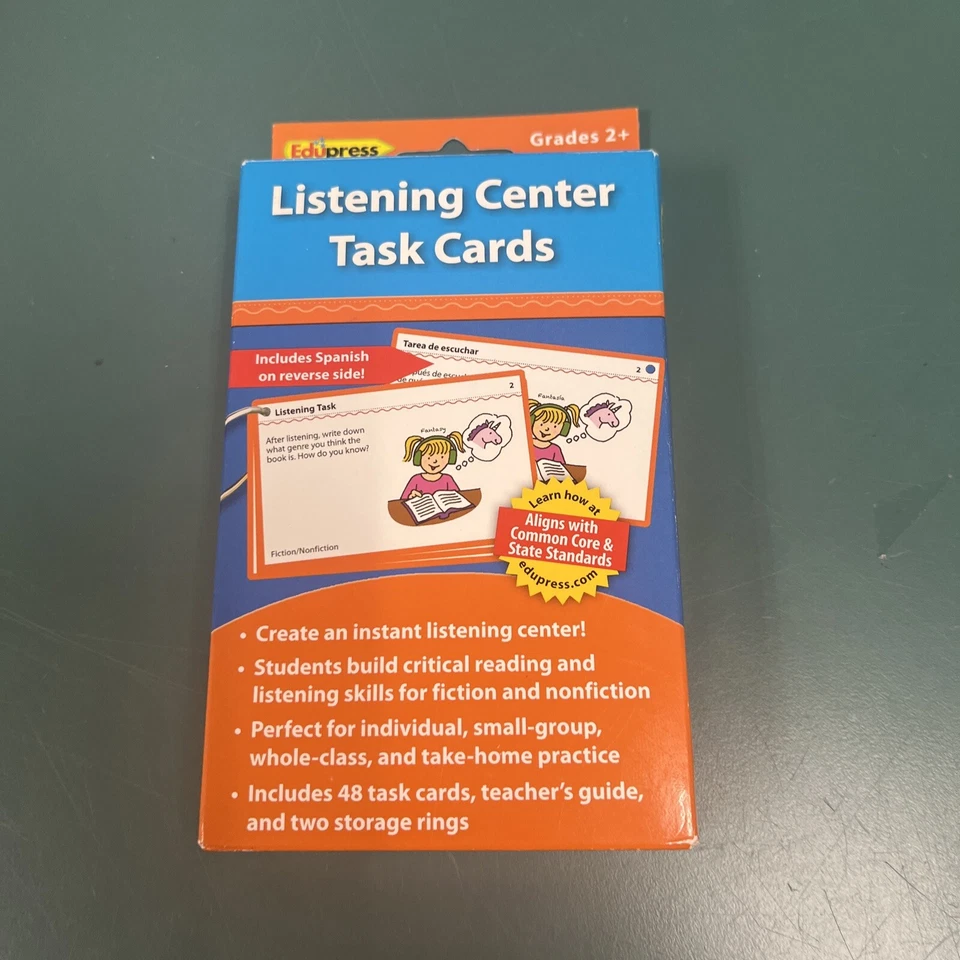 Literacy Center Task Cards, Listening Center Grade 2 48 cards Spanish Teaching - Image 1 of 4