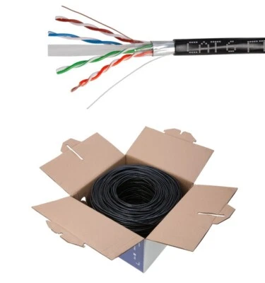 500FT CAT6 FTP Outdoor Ethernet Cable 23AWG UV Rated Direct Burial Solid Wire - Image 1 of 4