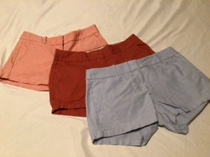 J. Crew Juniors Shorts Lot~3 Pr.~Size 00~Chino~Blue Pink & Brick Red~VGC! - Picture 1 of 8