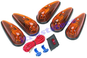 12V SIDE TEAR DROP CAB MARKER AMBER SAFETY LIGHTS KIT TRUCK TRAILER BOAT RV SEMI - Picture 1 of 3