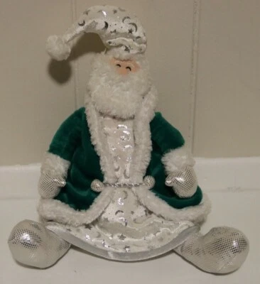 First & Main, Inc Green White Silver Santa Doll Christmas Plush - Image 1 of 4