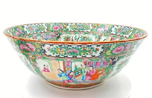 Mid 19th Century Chinese Export Rose Medallion Punch Bowl 14 1/2 inch diameter - Picture 1 of 12